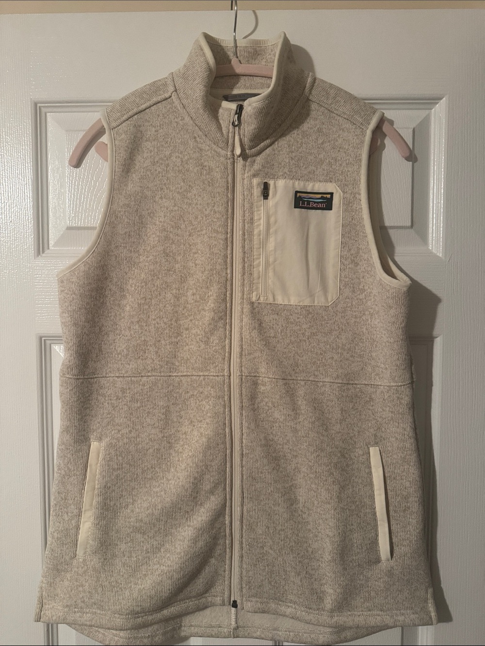 L.L. Bean Women's Cream Fleece Full-Zip Vest